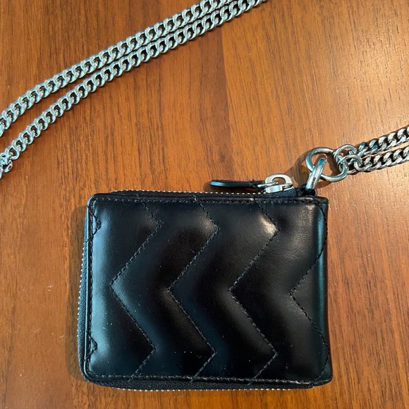 Sandro Quilted Leather Black Wallet on Chain - Picture 9 of 9
